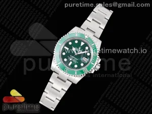 Submariner 116610 LV Grüne Keramik Noob 904L SS Gehäuse und Armband VR3135 V12