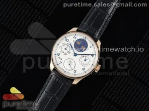Portugieser Perpetual Calendar RG 5033 APSF White Dial on Black Leather Strap A52610 Clone