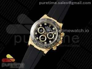 Daytona 116518 APSF Esfera de diamantes negros en correa de goma Oysterflex SH4130