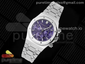 Royal Oak Chrono 26240 SS IPF Purple Dial on SS Bracelet A7750