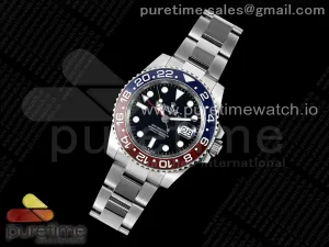 GMT Master II 126710 BLRO 904L SS Noob Esfera negra en la pulsera de Oyster A3285