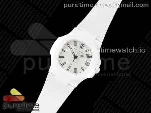 AET Nautilus 5711 White Ceramic AMGF White Dial on White Rubber Strap MIYOTA 9015