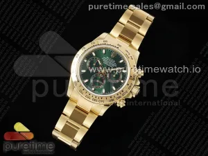 Daytona 116508 YG OMF Grünes Zifferblatt auf YG-Armband A7750 (Slim-Bewegung)