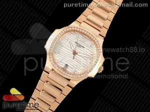 Nautilus 7118 Ladies RG MSF Silver Dial Diamonds Bezel on RG Bracelet 324CS