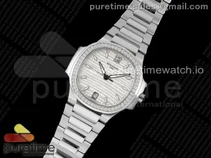 Nautilus 7118 Ladies SS PPF Quadrante bianco diamanti lunetta sul braccialetto SS 324CS